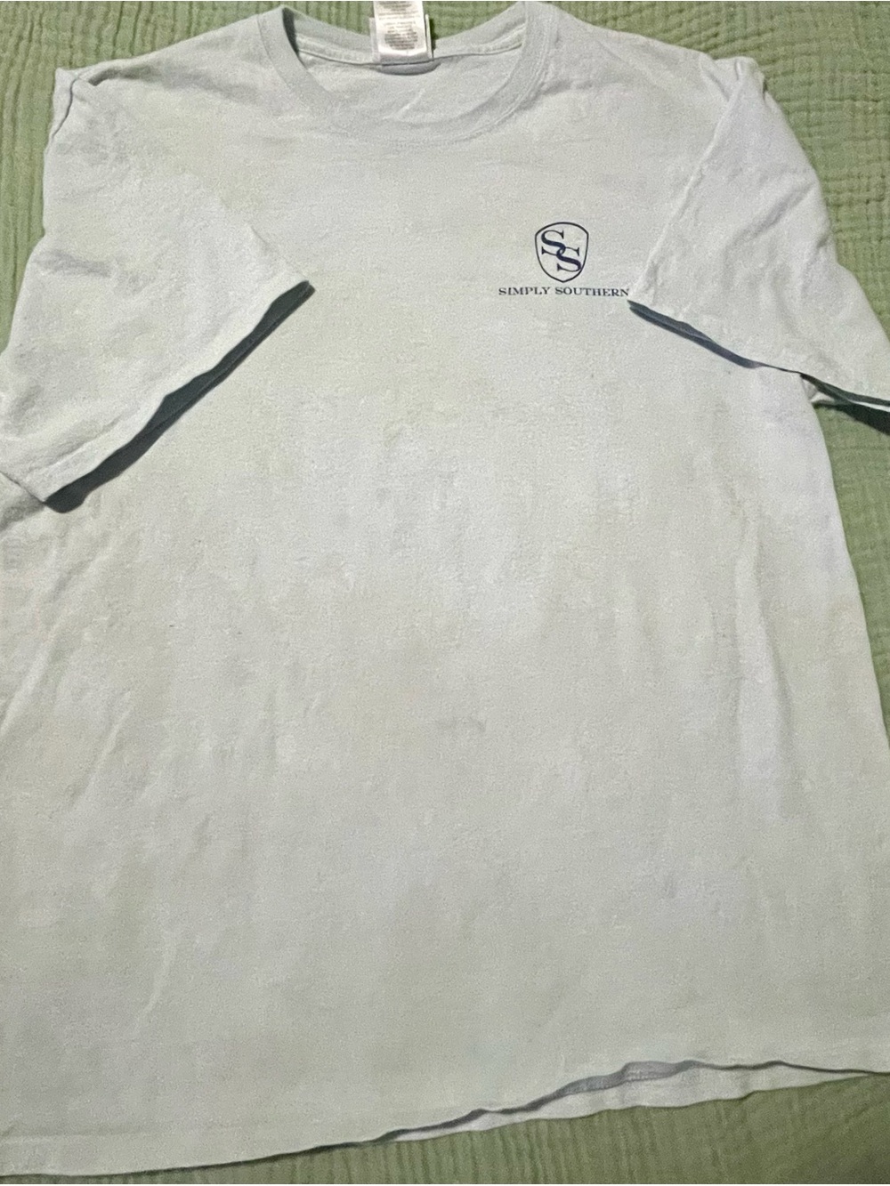 Simply Southern Light Blue Short Sleeve Tee with Chest Logo